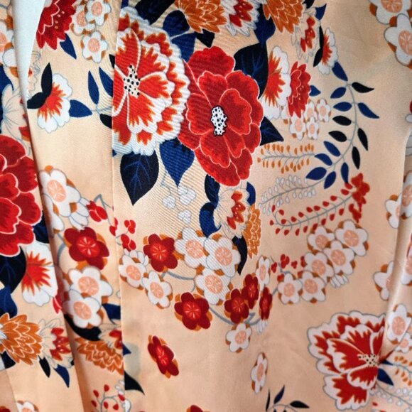 Violet & Claire Floral Kimono Style Jacket/Shirt- Large- Floral Dressing Coat - Picture 2 of 13